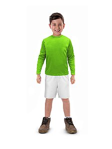 Camisa Longa Infantil Moda Praia Uv 50 Térmica Verão Verde Neon