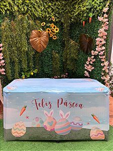 Capa De Mesa P/ Festa Sublimado Tecido Veste Fácil Páscoa 2