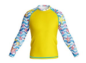 Camisa Longa Infantil Moda Praia Uv 50 Térmica Estampada Mod 7
