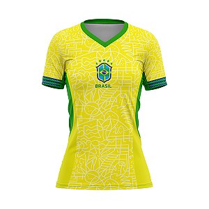 Camiseta Feminina Copa Do Mundo Babylook Amarela Nova