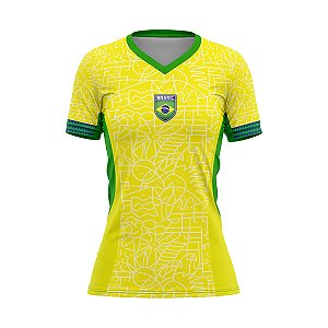 Camiseta Feminina Copa Do Mundo Babylook Amarela Nova