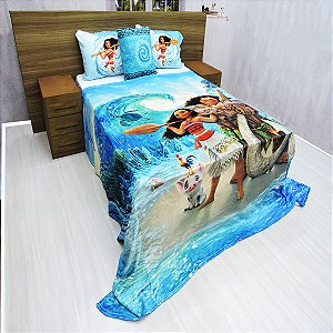 Manta Casal Com Fronha E Almofada Moana Cobertor Fleece 4pç