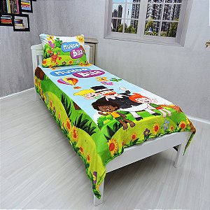 Manta E Fronha Mundo Bita Cobertor Fleece Solteiro Macio , 2pçs