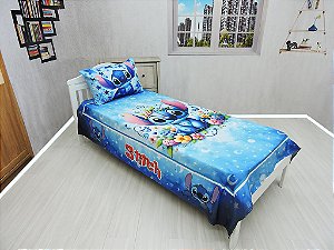 Jogo De Lençol Cobre Leito Fronha Stitch Infantil Decorativo