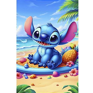 Painel Festa Retangular P Casado 1,5x2,2 Decoração Stitch