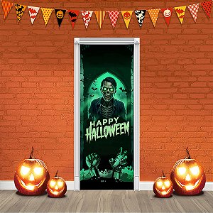 Capa Porta Para Decoração Halloween Festa Tecido 0,87x2,23 Md1