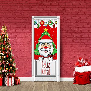 Capa Porta Para Decoração De Natal Festa Tecido 0,87x2,23 Md3
