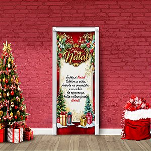 Capa Porta Para Decoração De Natal Festa Tecido 0,87x2,23 Md4