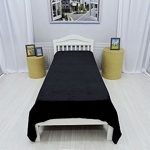 Manta Fleece Preto Solteiro Lisa Inverno Macia e Confortável