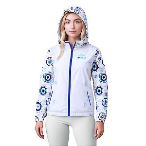 Jaqueta Corta Vento Feminina Com Capuz Branca Outono/inverno