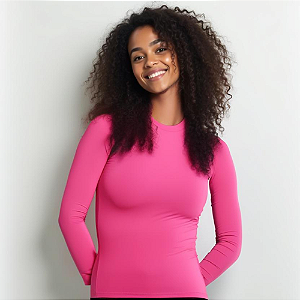 Camiseta Feminina Manga Longa Uv50 Inverno/verão Rosa Neon