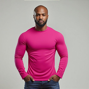 Camisa Manga Longa Masculina UV 50+ Dry Fit Esportiva Pink