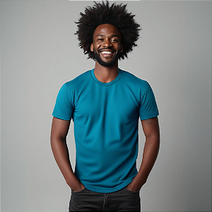 Camisa Dry Fit Masculina Manga Curta Proteção UV 50 Azul Turquesa