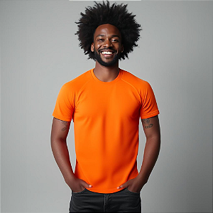 Camisa Dry Fit Masculina Manga Curta Proteção UV 50 Laranja