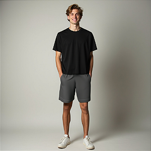 Bermuda Masculina Dry Fit Com Bolso Casual e Esportiva Cinza