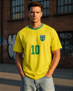Camiseta Masculina Brasil Dry Fit Premium Estampa DTF