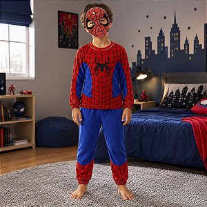 Pijama Homem Aranha Infantil Fleece Quentinho Ultra Macio