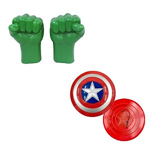 Kit Vingadores Luvas Hulk, Escudo Capitão America Ultimato