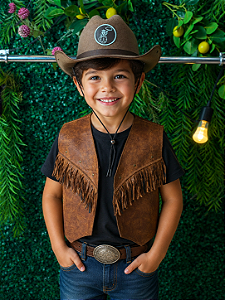 Colete Country Infantil Unissex Marrom Festa Rodeio
