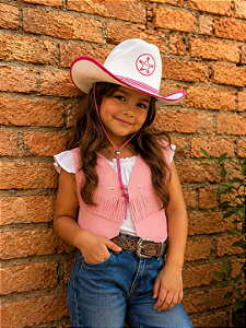 Kit Chapeu E Colete Country Feminino Infantil Rosa