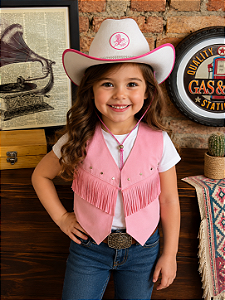 Colete Country Rosa Infantil Cowboy Rodeio