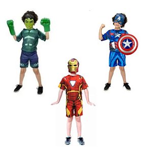 Fantasia Hulk C Luvas Capitão America Escudo Homem De Ferro