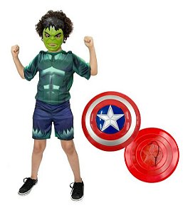 Fantasia Hulk Com Mascara E Escudo Capitão America