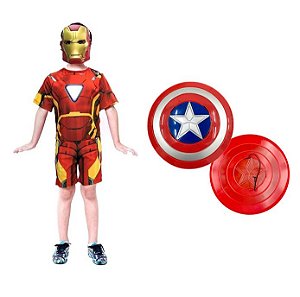 Fantasia Homem De Ferro C/ Mascara E Escudo Capitão America