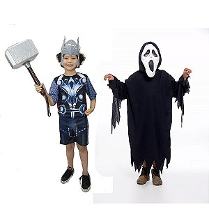 Fantasia Thor Infantil C/ Martelo E Panico Halloween