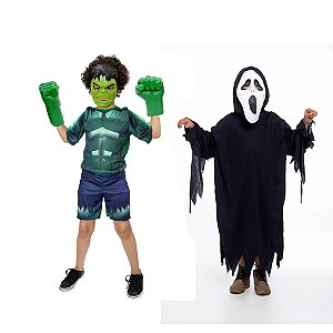 Fantasia Hulk Com Luvas E Panico Halloween Infantil