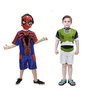 Fantasia Homem Aranha Com Mascara E Buzz Lightyer Infantil