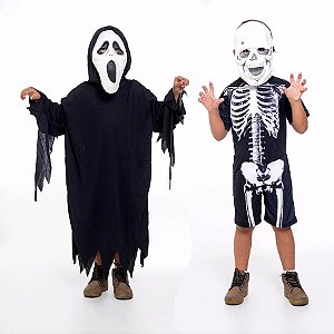 Fantasia de Fantasma Infantil Masculino Com Máscara Para Halloween M 5-8