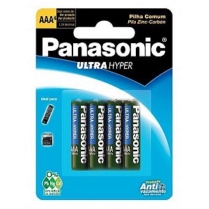 Pilha Panasonic AAA Comum Cartela Com 4 Unidades