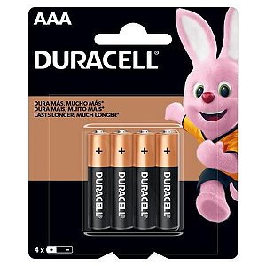 Pilha Duracell alcalina AAA 4 unidades