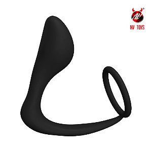 Anel peniano em silicone com plug anal - NV TOYS