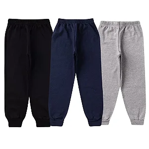 Kit 3 Calças de Moletom Peluciado Infantil - Juvenil