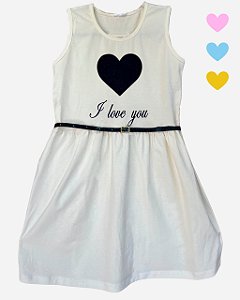 Vestido Bordado Infantil Com Cinto - Regata