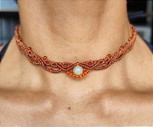 Choker Esfera Natural Marrom - Amazonita