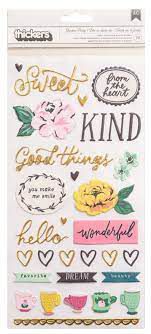 Thickers - Garden Party Lovely Phrase and Icons Puffy with Gold Foil (70 Piece)