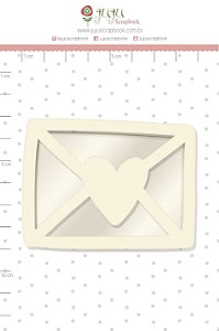 Shaker Chipboard Branco Cartinha - Coleção Cartas para Você - JuJu Scrapbook