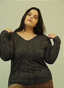 Blusa Decote V Manga Longa