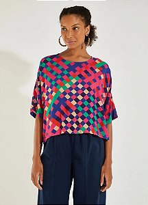 Blusa Manga 3/4 Est Madras - Cantao