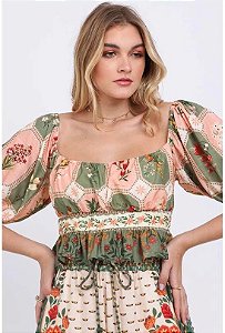 BLUSA PORCELANA TROPICAL  - FARM