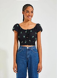 BLUSA CROPPED PADRAO PLUMAS - CANTAO