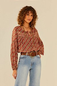 BLUSA MANGA LONGA ESTAMPA TRAMA - MARIA FILO