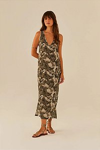 VESTIDO MIDI ESTAMPA CAMUFLADO - MARIA FILO