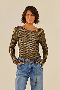 BLUSA TRICOT TELADA COM FOIL - MARIA FILO