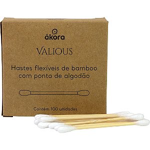 Cotonetes com Hastes Flexíveis de Bambu - Caixa com 100 un - Zero Plástico - Ákora