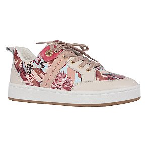 Tênis Casual Couro Floral I21