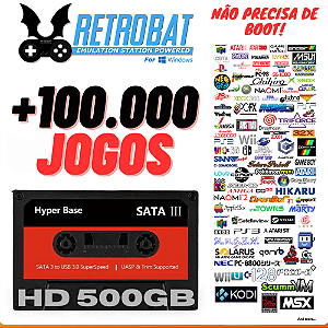 Hd Externo Retrogames Retrobat 500gb 90 Sistemas 100.000 Mil Jogos Pc Windows Sem Boot